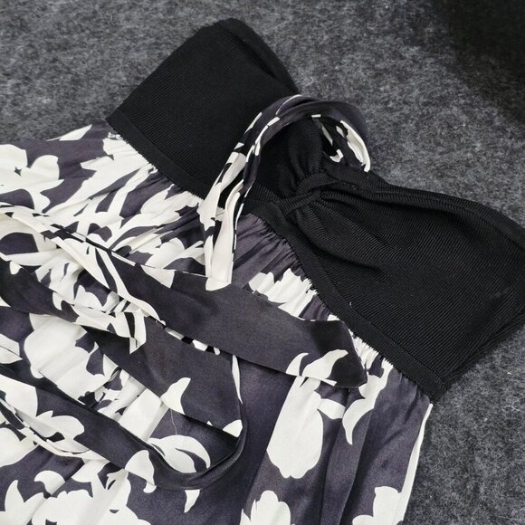 Bebe Floral Halter Top | Black & White Coquette Cottagecore Stretch XS Summer - Picture 12 of 14